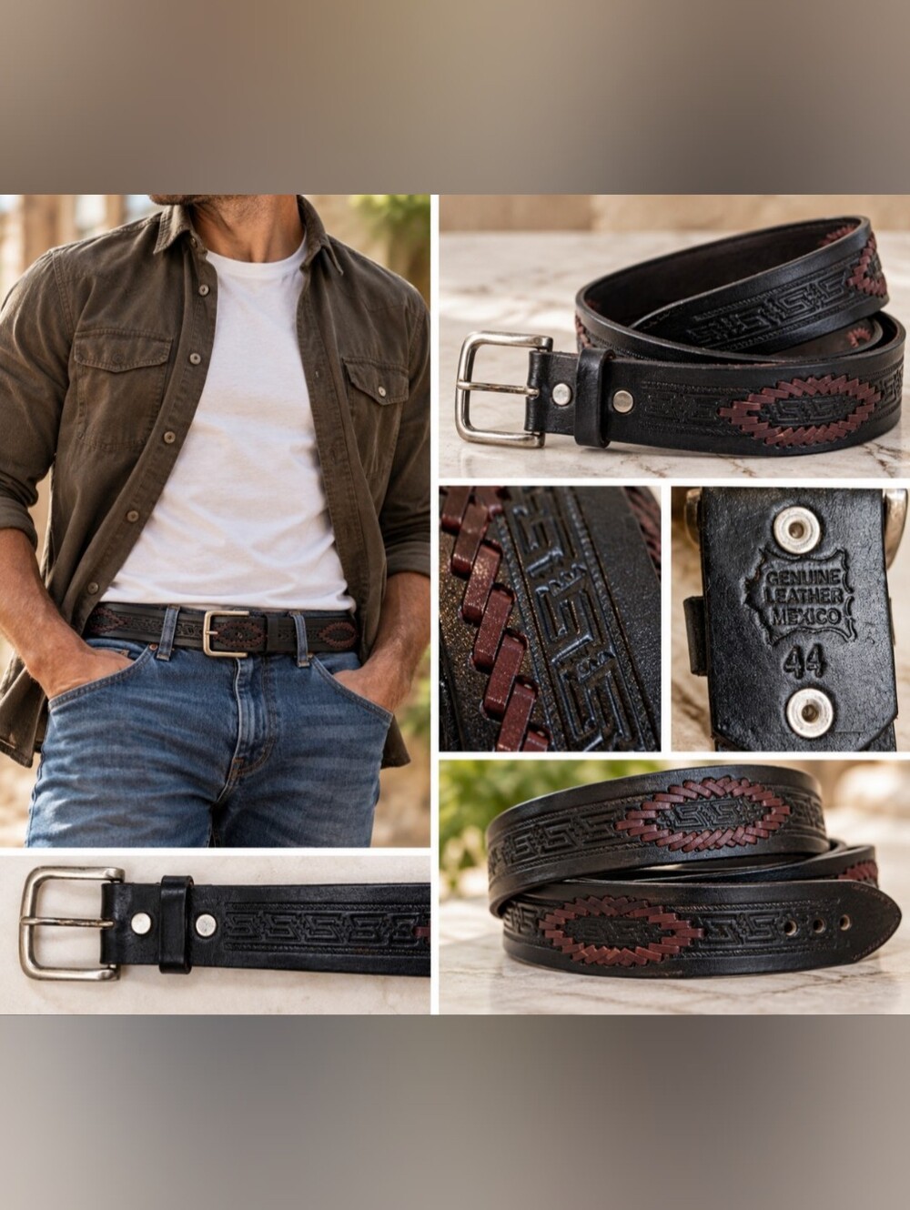 Vintage Mexican Genuine Leather Western Belt – Size 44